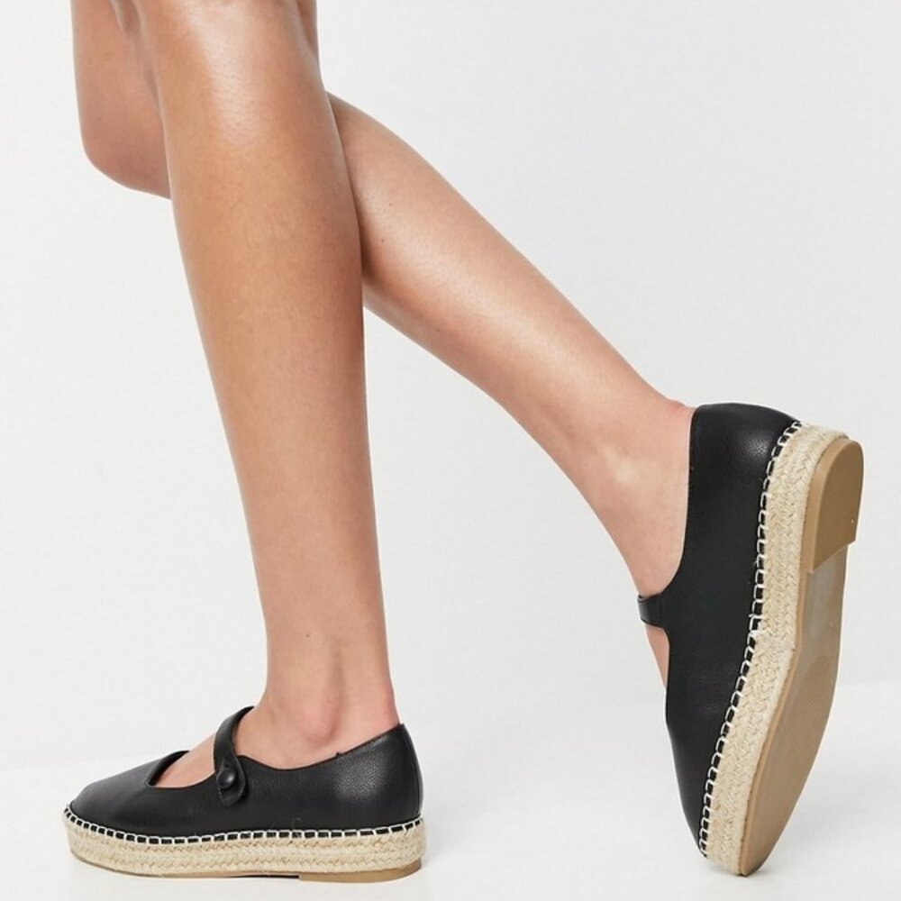 ASOS Black Mary Jane Espadrille Flats - Picture 2 of 9